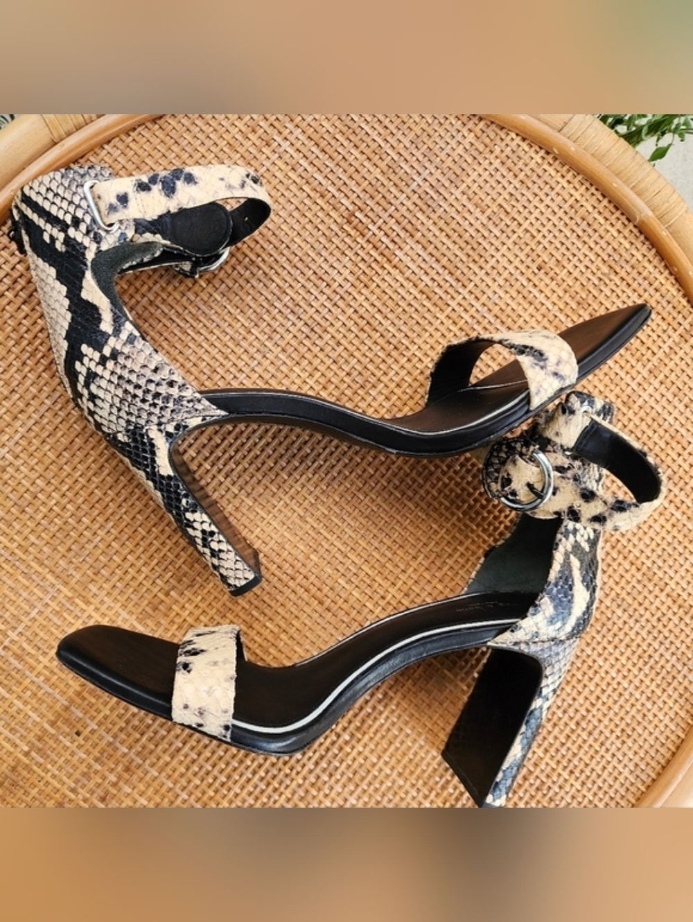 Rag & Bone Snakeskin Patterned Women's Heels Chunky Heel Sandals Sz 38.5